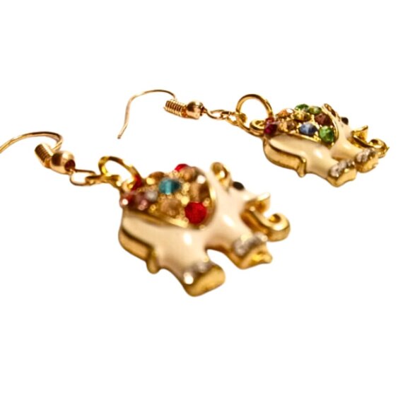 Rose Gold Indian Elephant Earrings - Picture 4 of 4